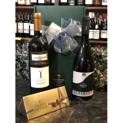 Wine gift with 2 Premium red wines and french truffles